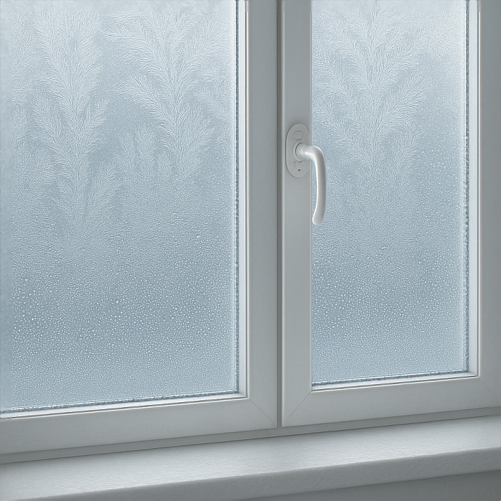 Of Frosted Glass Window With Intricate Frost Patterns seamless PBR texture preview