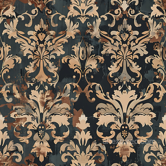 Camouflage PBR Texture with Ornate Baroque Pattern and Distressed Paint Color Camouflage texture preview