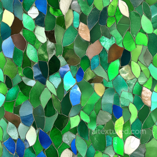 Green Leaf-Shaped Glass Mosaic Tiles Seamless Texture seamless Mosaic PBR texture