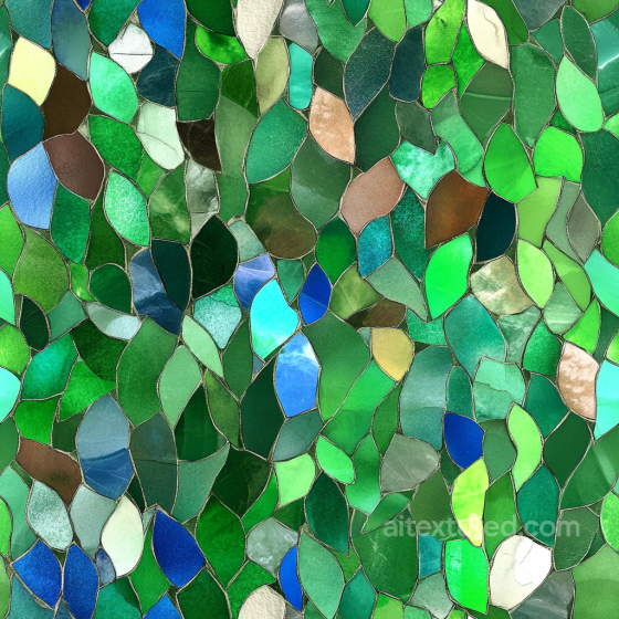 Green Leaf-Shaped Glass Mosaic Tiles Seamless Texture Mosaic texture preview