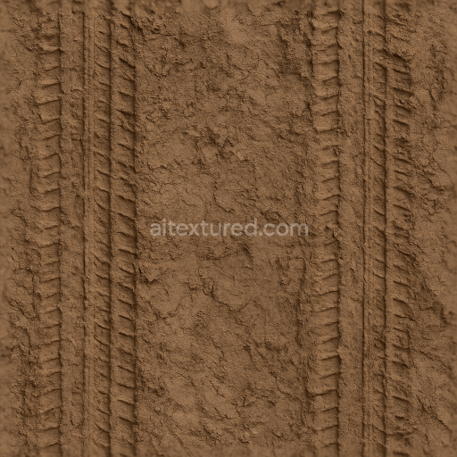 Seamless 3d texture pbr 8k muddy road tire track dirt imprint tire mark dirt muddy ground track