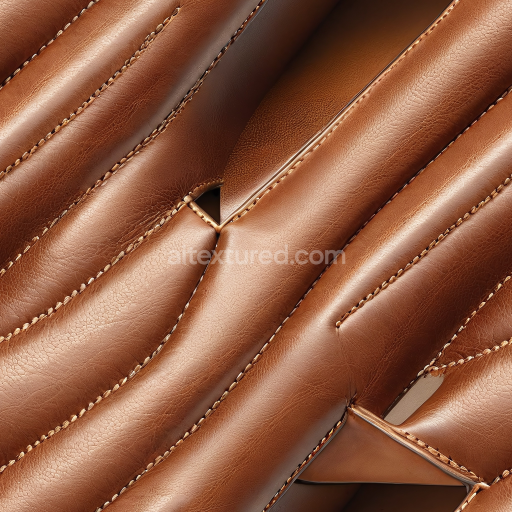 Seamless 3D Quilted Brown Leather PBR Texture with Fine Grain and Detailed Stitching