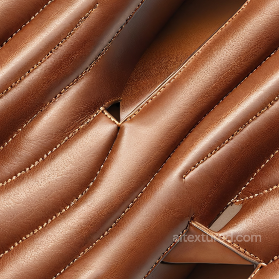 Quilted Brown Leather PBR Texture with Fine Grain and Detailed Stitching Leather texture preview