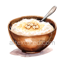 seamless Watercolor Style Barley Porridge Breakfast Bowl Illustration texture 8k free download PBR