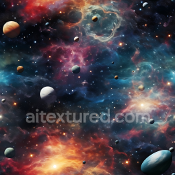 seamless Seamless 3D PBR Space Texture Featuring Vibrant Nebulae and Detailed Planets texture 8k free download PBR