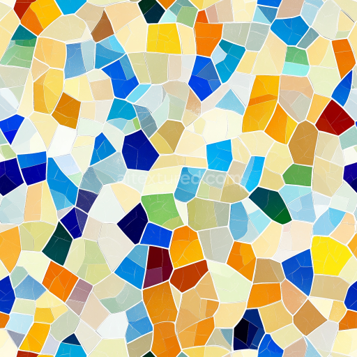 Seamless 3D Mosaic PBR Texture with Irregular Multicolor Ceramic Tiles and Matte Finish texture preview