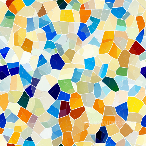 Mosaic PBR Texture with Irregular Multicolor Ceramic Tiles and Matte Finish seamless Mosaic PBR texture