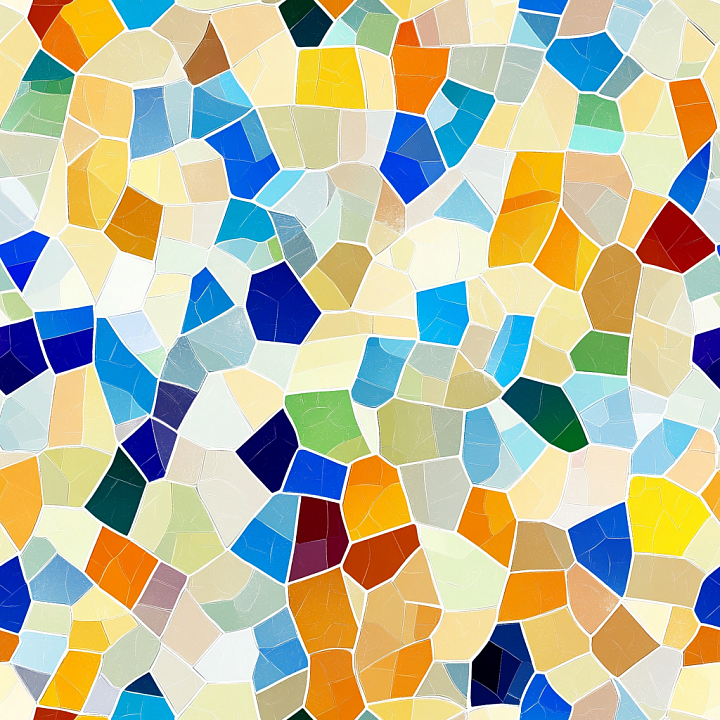 Mosaic with Irregular Multicolor Ceramic Tiles and Matte Finish seamless PBR texture preview