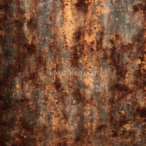 Seamless 3D Rusty Metal PBR Texture Featuring Corrosion and Pitting in Warm Tones