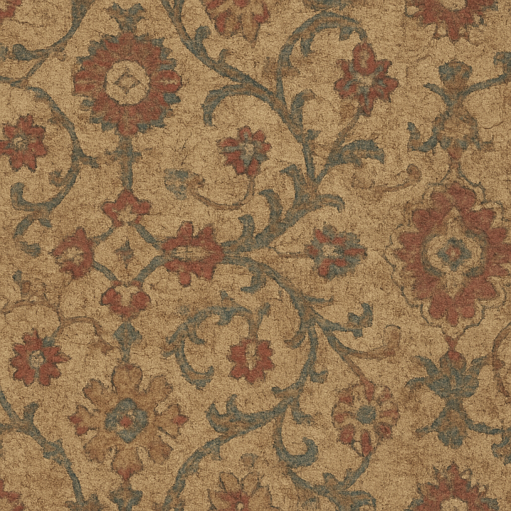 Worn Patterned Carpet seamless PBR texture preview