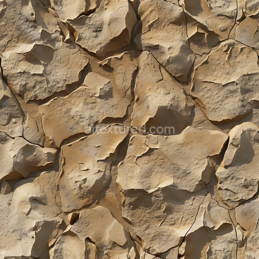 Seamless 3D PBR Stone Texture of Cracked Dry Earth with Layered Rock Plates
