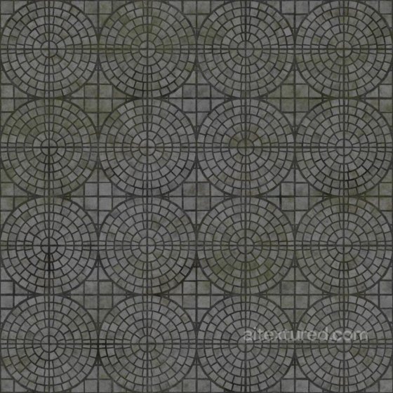 Concentric Circle Paving Tiles | Free PBR Brick texture preview