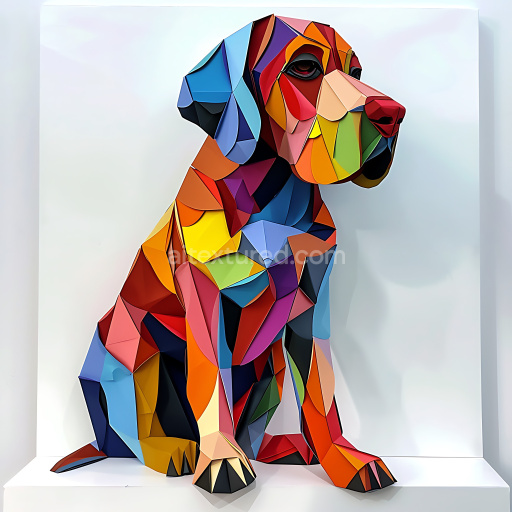 Seamless 3D PBR Texture of Origami-Inspired Bavarian Mountain Hound Pattern