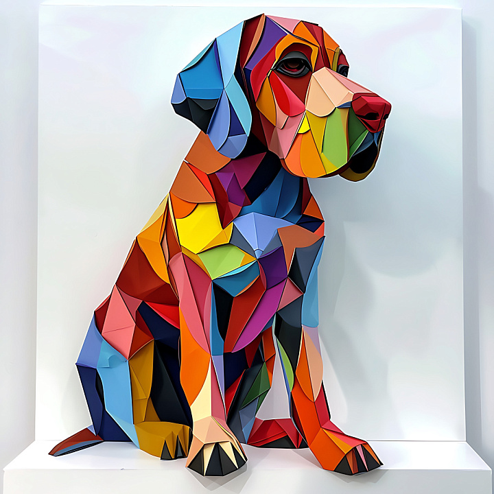 Animal of Origami-Inspired Bavarian Mountain Hound Pattern seamless PBR texture preview