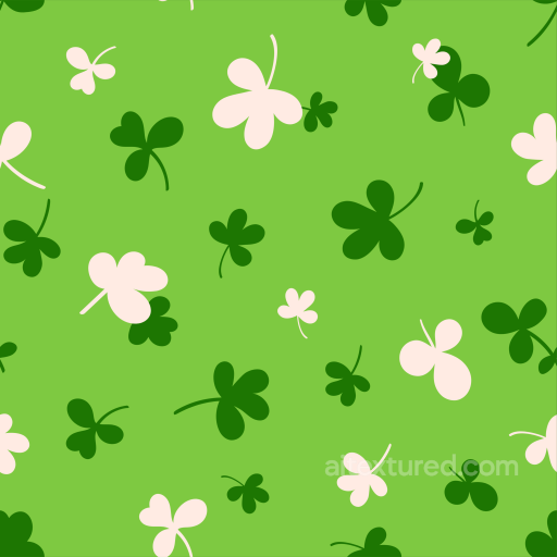 with Green and White Four-Leaf Clovers on Light Green seamless St patrick PBR texture