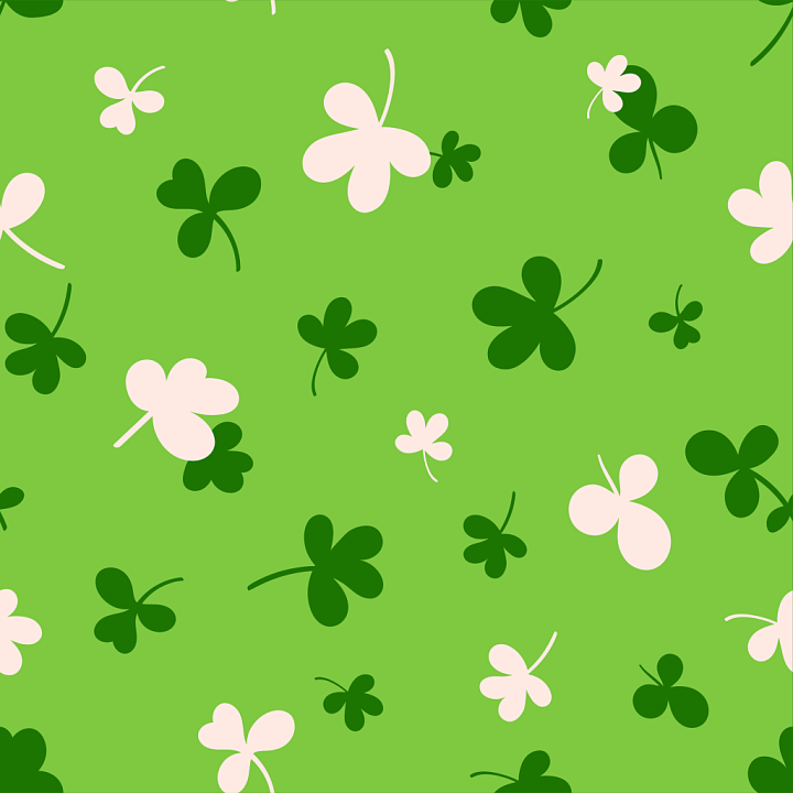 with Green and White Four-Leaf Clovers on Light Green seamless PBR texture preview