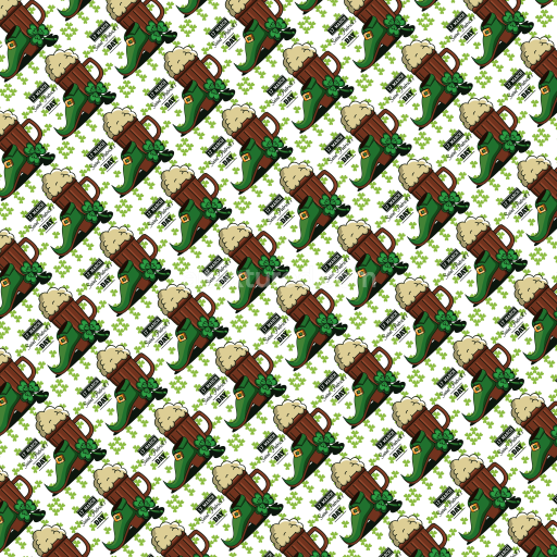 Seamless 3D PBR texture with St Patrick's Day beer mug and green boot pattern