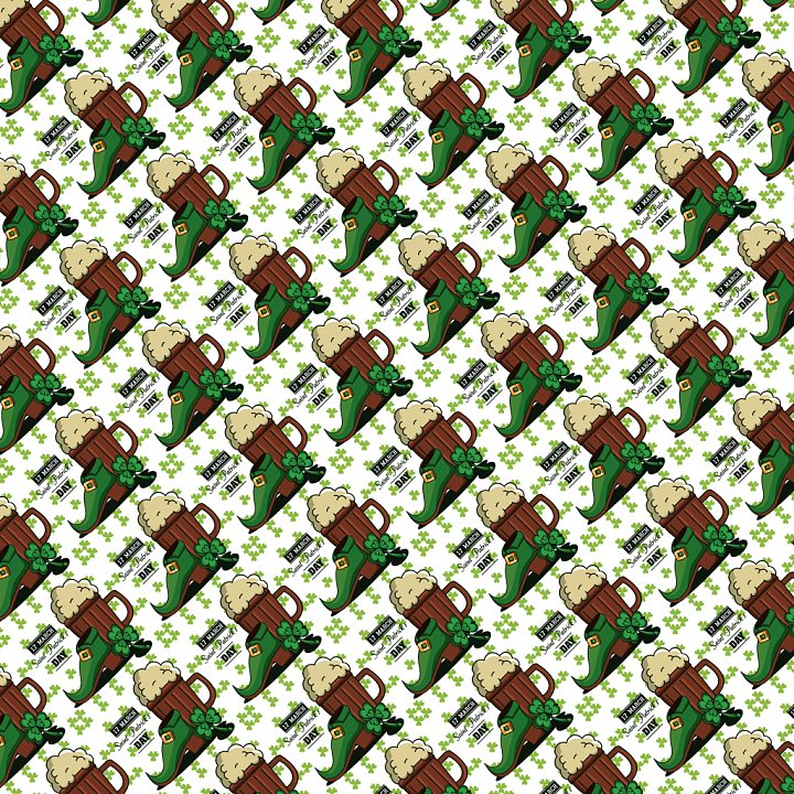 with St Patrick's Day beer mug and green boot pattern seamless PBR texture preview