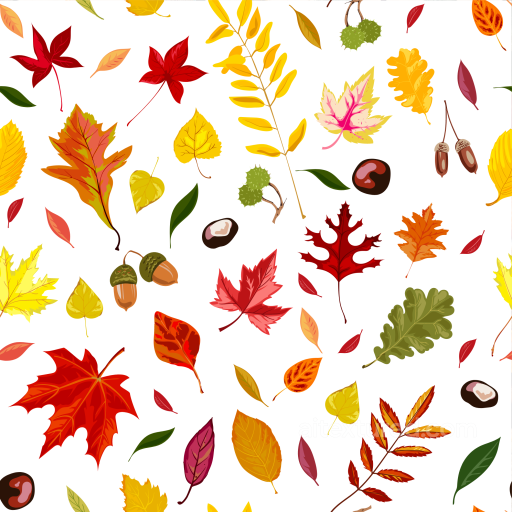 Colorful Autumn Leaves on White Background Seamless Texture seamless Autumn Leaves  PBR texture