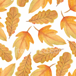 seamless Seamless 3D PBR Texture Featuring Hand-Painted Autumn Leaves in Warm Watercolor Style texture 8k free download PBR