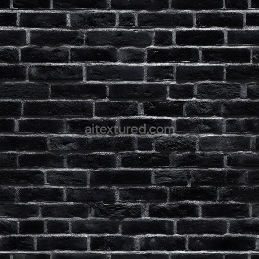 Seamless 3D Cracked Black Brick Wall PBR Texture with Rough Surface