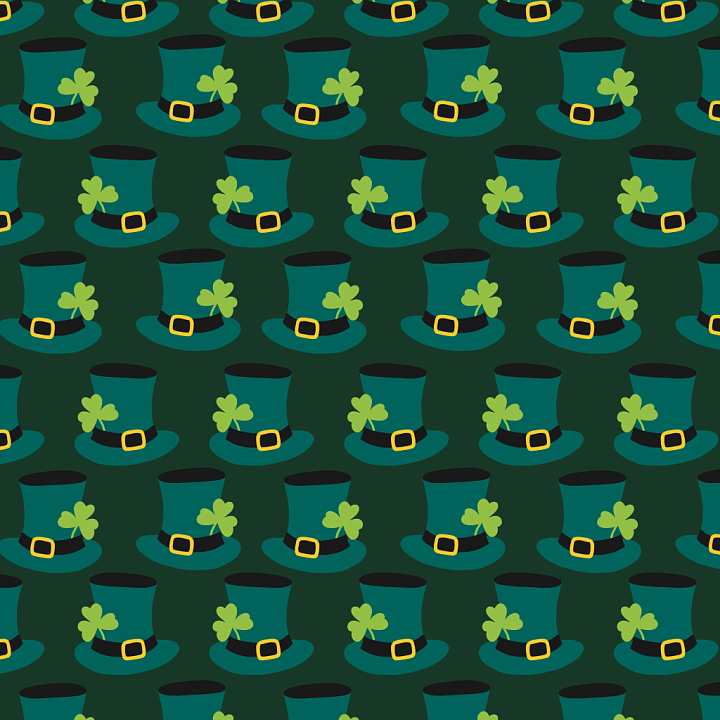 Featuring Green Leprechaun Hats with Shamrocks seamless PBR texture preview