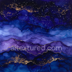 seamless Seamless 3D Alcohol Ink PBR Texture Featuring Deep Blue and Purple Fluid Waves with Gold Veining texture 8k free download PBR