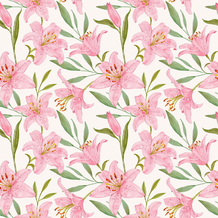 Soft Pink Flower Watercolor Pattern seamless PBR texture preview