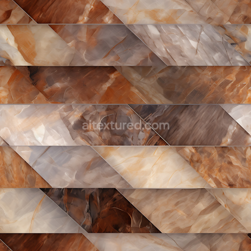 Seamless 3D PBR Brown and Gray Polished Marble Steps Texture with Angular Patterns