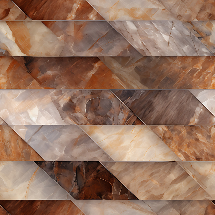 Brown and Gray Polished Marble Steps with Angular Patterns seamless PBR texture preview