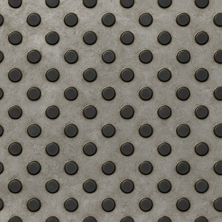 Tactile Plate With Raised Discs On Black Dot Patterned Metal seamless PBR texture preview