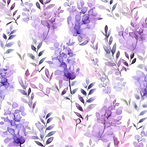with Purple Flower Watercolor Pattern seamless Purple Flower PBR texture