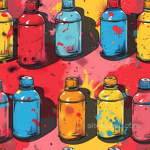 Graffiti - Seamless 3D PBR Texture of Vibrant Spray Paint Cans with Paint Splatter texture preview