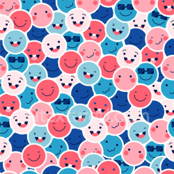 seamless Seamless 3D PBR Texture with Colorful Happy Face Cartoon Pattern texture 8k free download PBR