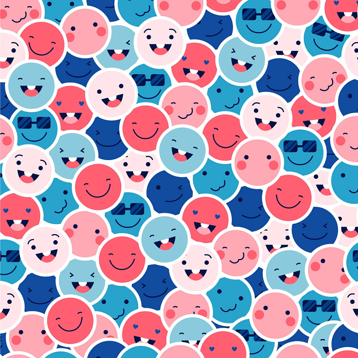 with Colorful Happy Face Cartoon Pattern seamless PBR texture preview
