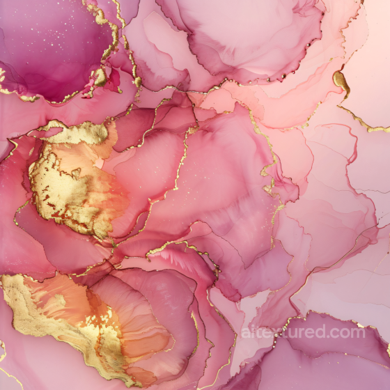 Alcohol Ink PBR Texture with Pink and Gold Fluid Marbling Alcohol ink texture preview