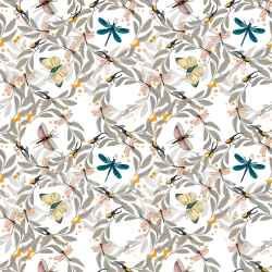 seamless Seamless 3D PBR Texture Featuring Dragonflies and Botanical Pattern texture 8k free download PBR