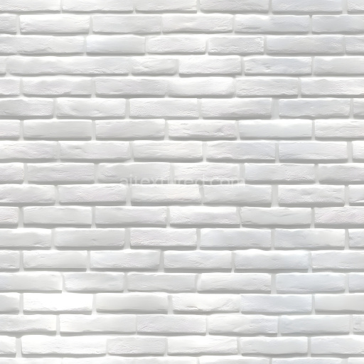 Seamless 3D PBR Texture of Cracked White Painted Brick Wall with Subtle Surface Damage