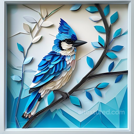 Animal - Seamless 3D PBR Texture of Blue Jay Origami Style with Layered Feather Detail texture preview