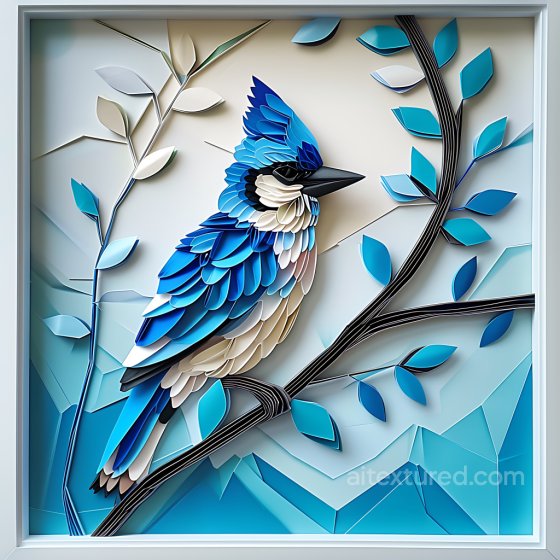 Animal Texture of Blue Jay Origami Style with Layered Feather Detail Animal texture preview