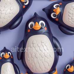 seamless Seamless 3D Inflated PBR Texture of Cartoon Penguin Pillows in Soft Blue texture 8k free download PBR