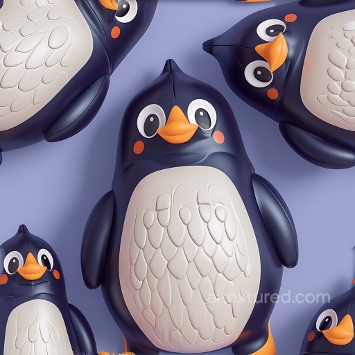 Inflated PBR Texture of Cartoon Penguin Pillows in Soft Blue seamless Inflated PBR texture