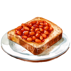seamless Baked Beans on Toast Breakfast Illustration with Rich Tomato Sauce texture 8k free download PBR