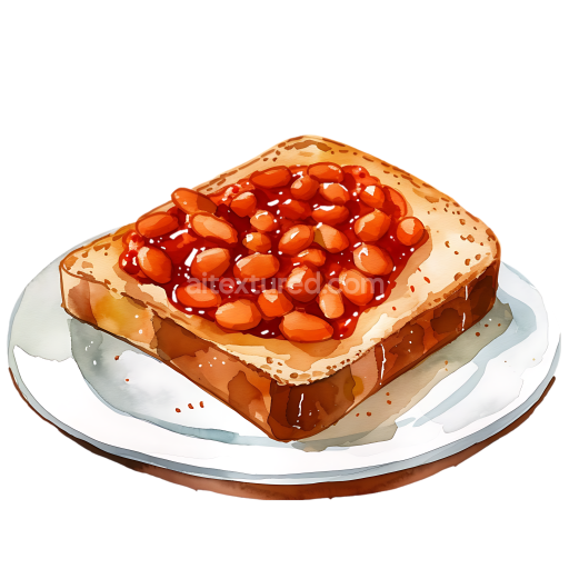 Baked Beans on Toast Breakfast Illustration with Rich Tomato Sauce