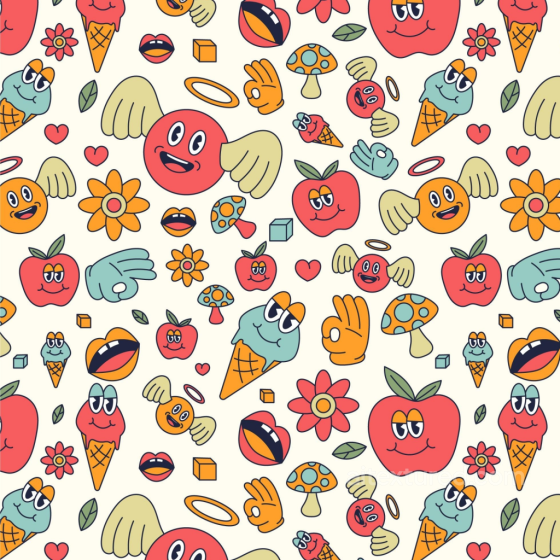 Cartoon Happy Face Pattern Texture with Colorful Icons Happy Face pattern texture preview