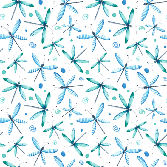 Featuring Hand-Painted Blue and Green Watercolor Dragonflies Dragonfly texture preview