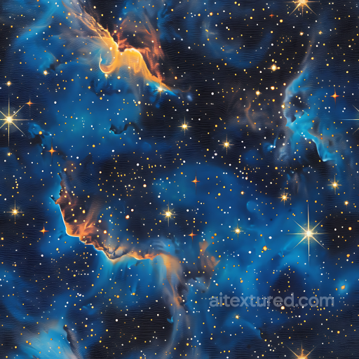 Starfield Cosmic Camouflage PBR Texture with Deep Blue Nebula and Gold Stars seamless Color Camouflage PBR texture