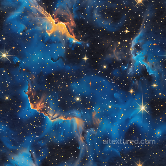 Starfield Cosmic Camouflage PBR Texture with Deep Blue Nebula and Gold Stars Color Camouflage texture preview