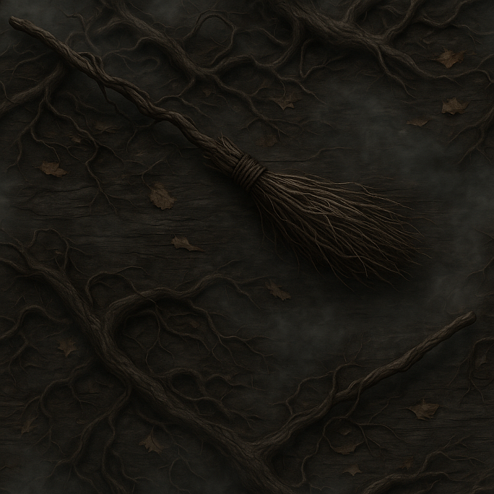 Witch Broomstick Wood Surface With Twisted Branches For Halloween seamless PBR texture preview