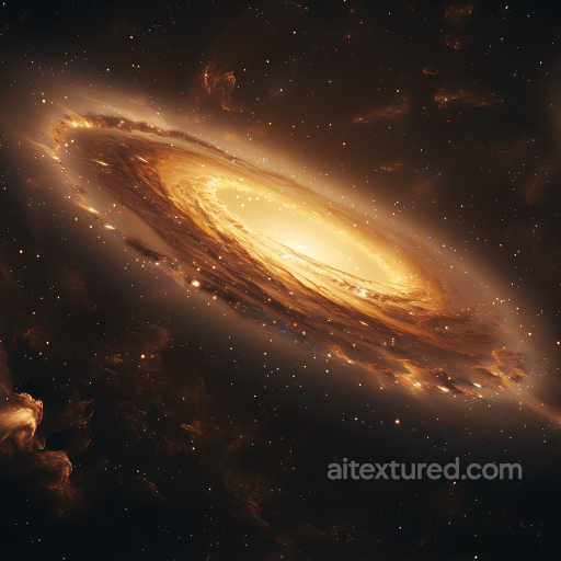 Space Texture Featuring a Radiant Glowing Galaxy with Golden Nebula Clouds seamless Star, space, planets PBR texture